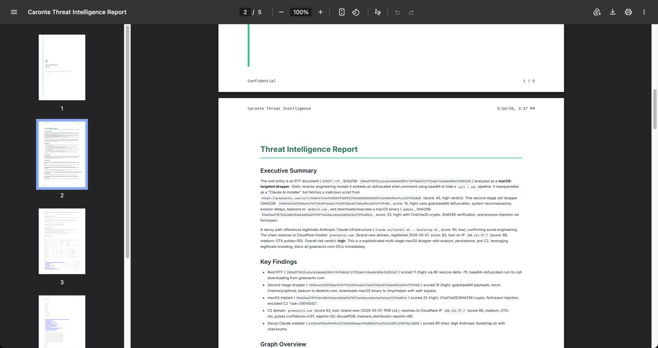 Export a complete intelligence report